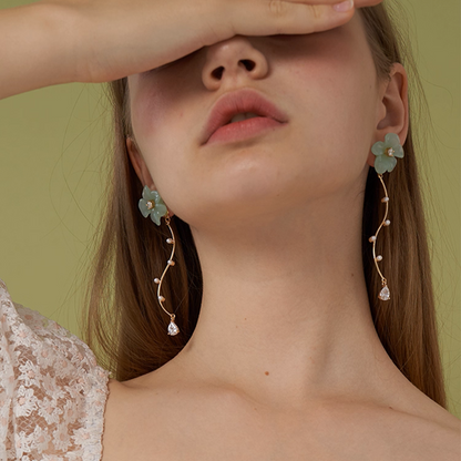 【2pattern3color】揺れる花のきらめき＊パール×カーブイヤーアクセサリー《Z01187》