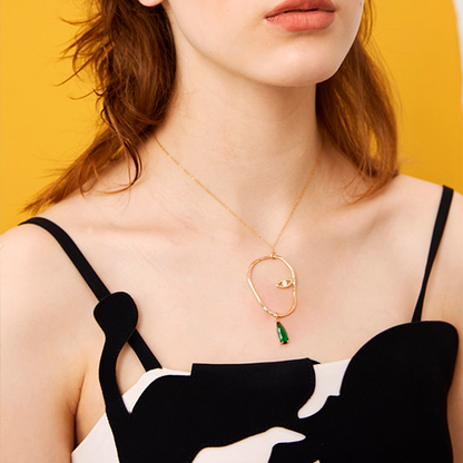 雫が揺れる＊片目モチーフのアートネックレス《Z01186》