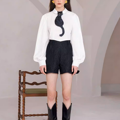 黒猫シルエットが遊ぶニッチなネクタイ《Z01220》