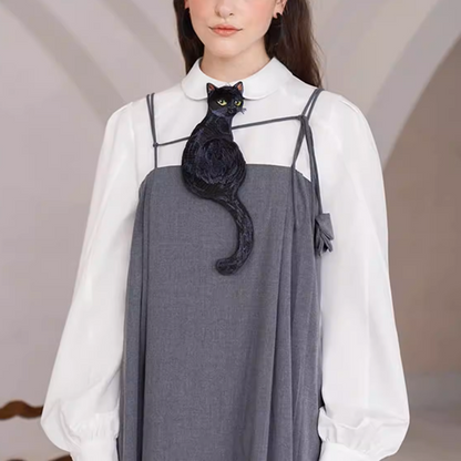 黒猫シルエットが遊ぶニッチなネクタイ《Z01220》