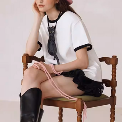 黒猫シルエットが遊ぶニッチなネクタイ《Z01220》