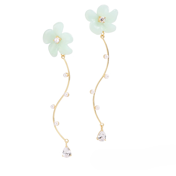 【2pattern3color】揺れる花のきらめき＊パール×カーブイヤーアクセサリー《Z01187》