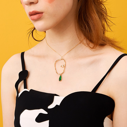 雫が揺れる＊片目モチーフのアートネックレス《Z01186》