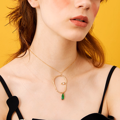 雫が揺れる＊片目モチーフのアートネックレス《Z01186》