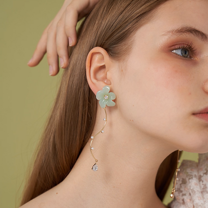 【2pattern3color】揺れる花のきらめき＊パール×カーブイヤーアクセサリー《Z01187》