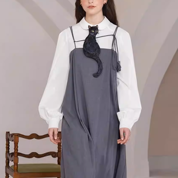 黒猫シルエットが遊ぶニッチなネクタイ《Z01220》