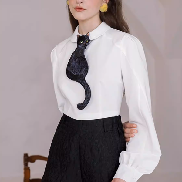 黒猫シルエットが遊ぶニッチなネクタイ《Z01220》