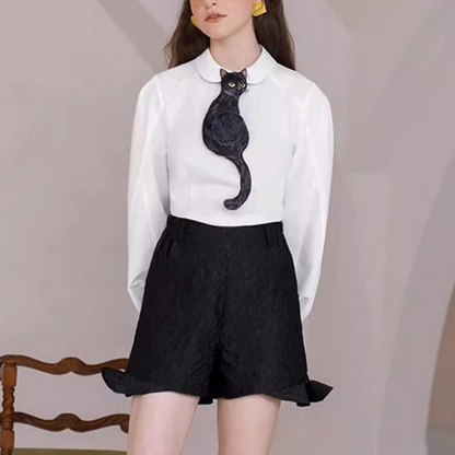 黒猫シルエットが遊ぶニッチなネクタイ《Z01220》