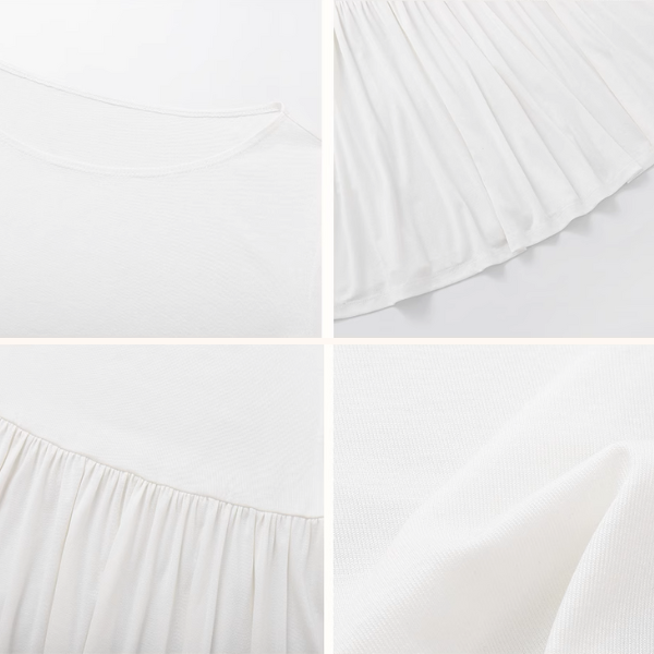 【2color】ラウンドネックペプラムロングトップ《Z00979》