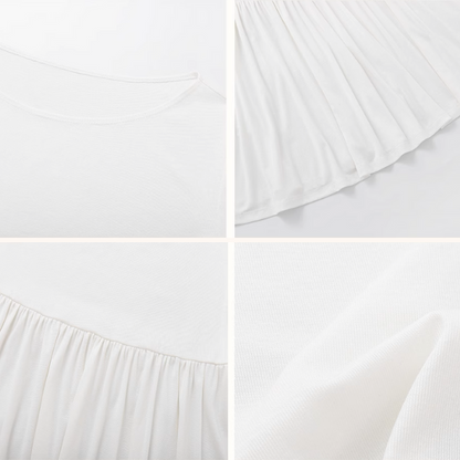 【2color】ラウンドネックペプラムロングトップ《Z00979》