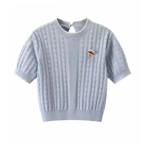 【２color】バックホローアウトアイスクリームステッチトップス　AU-155