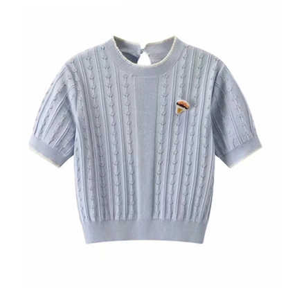 【２color】バックホローアウトアイスクリームステッチトップス　AU-155