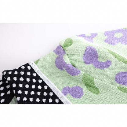 ドット柄×花柄半袖ポロシャツ Z00205