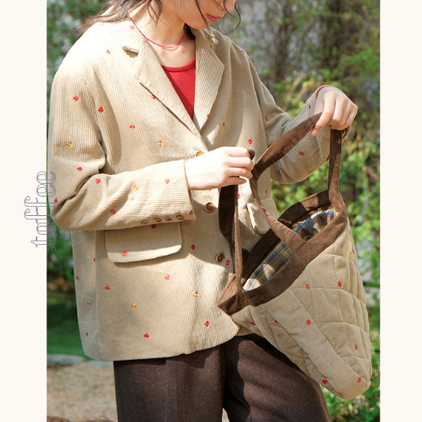 小花刺繍コーデュロイテーラードジャケット　《Z00708》