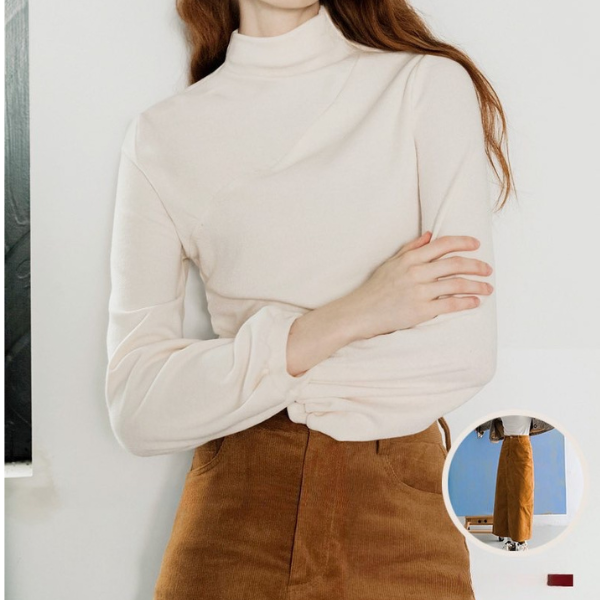 【３color】シンプルハイネックトップス w-090
