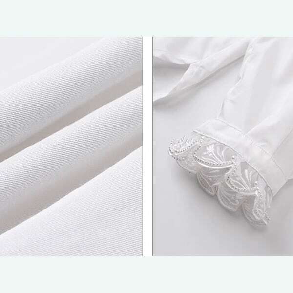 妖精の語る詩：芸術的刺繍レースのクラシカルブラウス 《C0203》