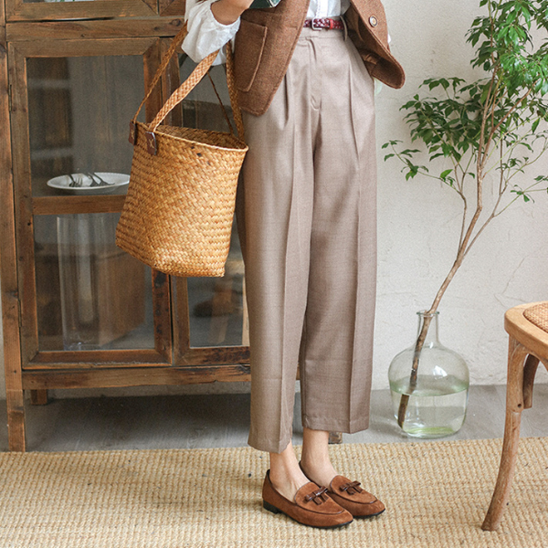 ハニーブラウンフラットレザーシューズ Z00148