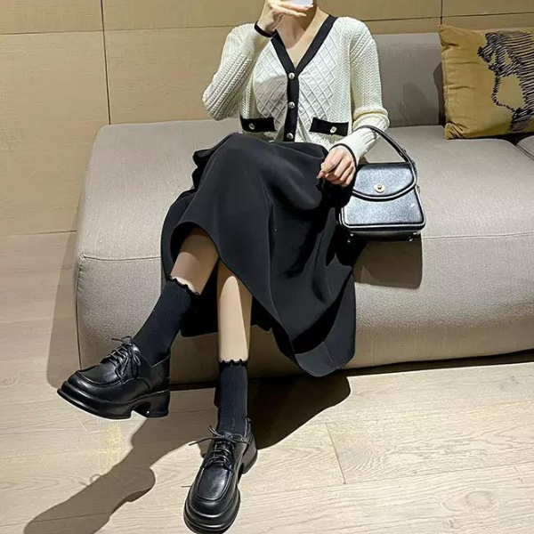 ミドルヒールレースアップシューズ w-055