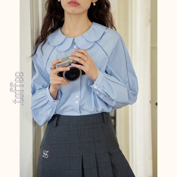 ダブルドールカラーブルーブラウス　Z00562