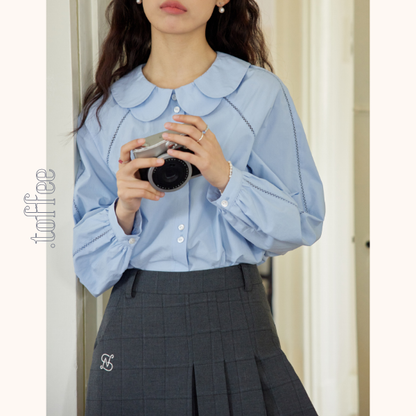 ダブルドールカラーブルーブラウス　Z00562