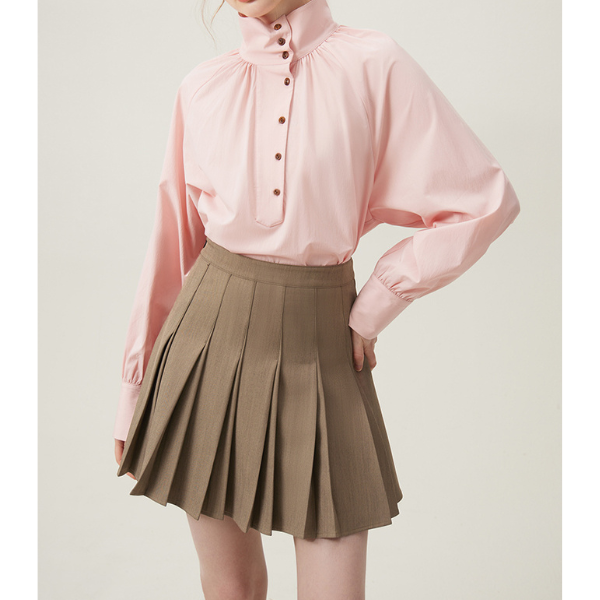 【2color】不規則でニッチなハイネックシャツ Z00095