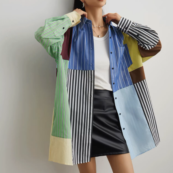 マルチカラーパッチワークルーズシャツ《Z00946》