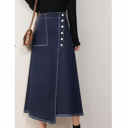 【２color】ボタンデザインナロースカート w-121