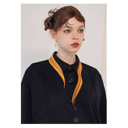 【2color】太陽刺繍シャツブラウス C0079