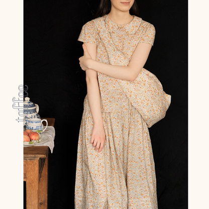 小花柄ブラウス＆ロングスカートセットアップ《Z01048》