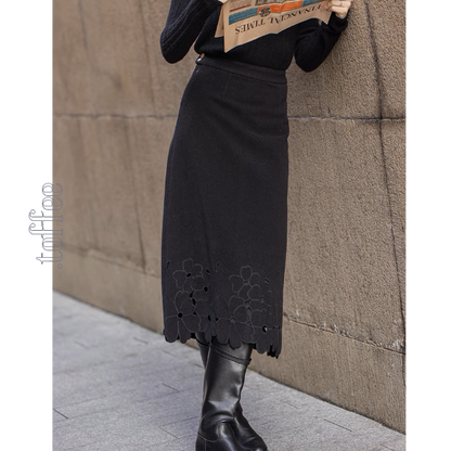 【2color】花柄レースAラインミディ丈スカート《Z00859》