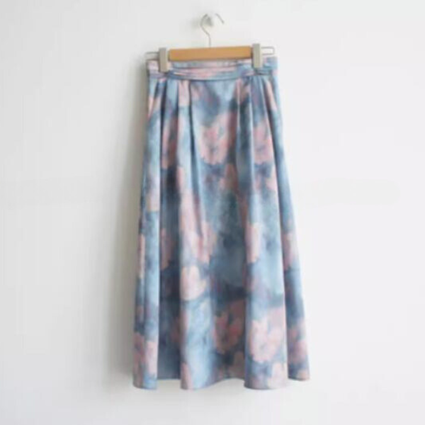 油絵風フラワープリントスカート X-270