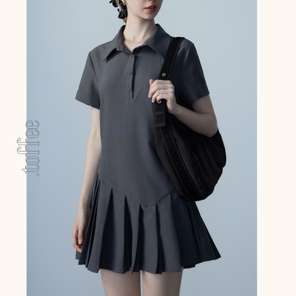 ポロカラープリーツミニスカート　Z00465