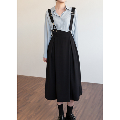 【3color】アシンメトリーサスペンダースカート X-313