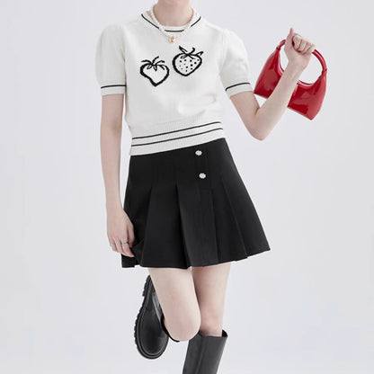 ストロベリー半袖ニットトップ Z00257