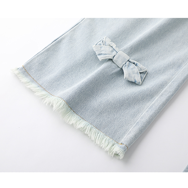 リボン付きワイドデニムパンツ　Z00398