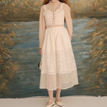 シアーレースミモレ丈スカート　《Z00619》