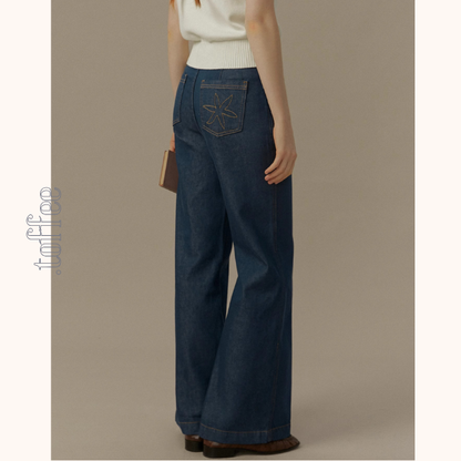 スターフラワー刺繍ブーツカットデニム《Z00830》