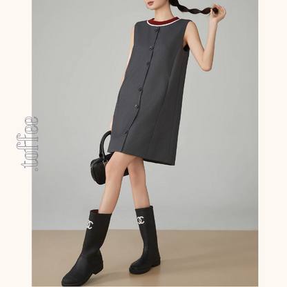 ノースリーブAラインフロントボタンワンピース《Z00921》