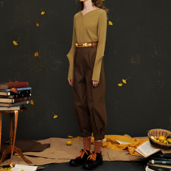 【２color】リブヘムセンタープレスパンツ AU-468