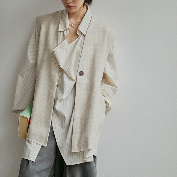 ストライプ柄オーバーサイズ2wayシャツ　《Z00811》