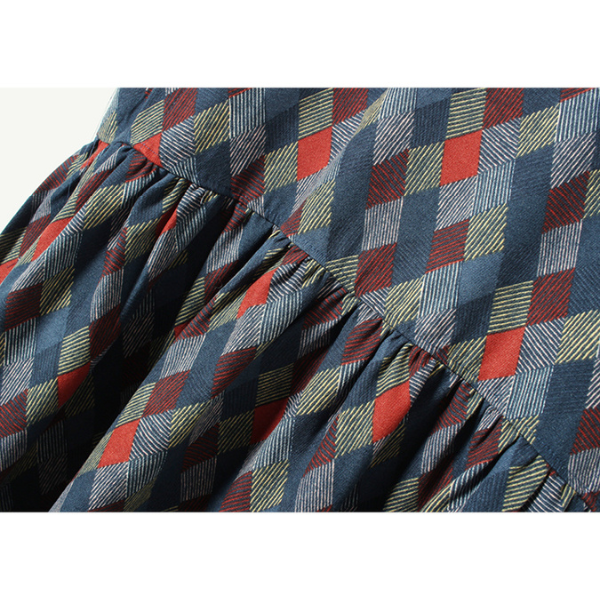 【２color】マルチカラースクエアパターンワンピース w-005