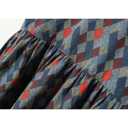 【２color】マルチカラースクエアパターンワンピース w-005