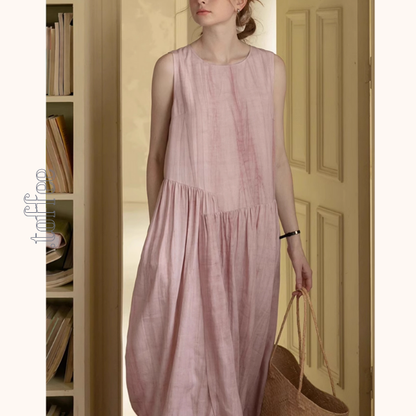 くすみピンクのノースリーブワンピース《Z01044》