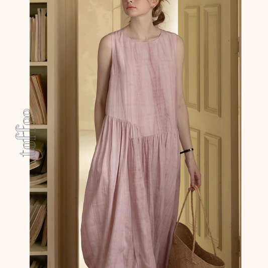 くすみピンクのノースリーブワンピース《Z01044》