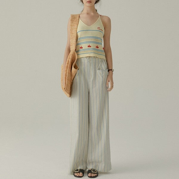 ストライプストレートパンツ Z00383