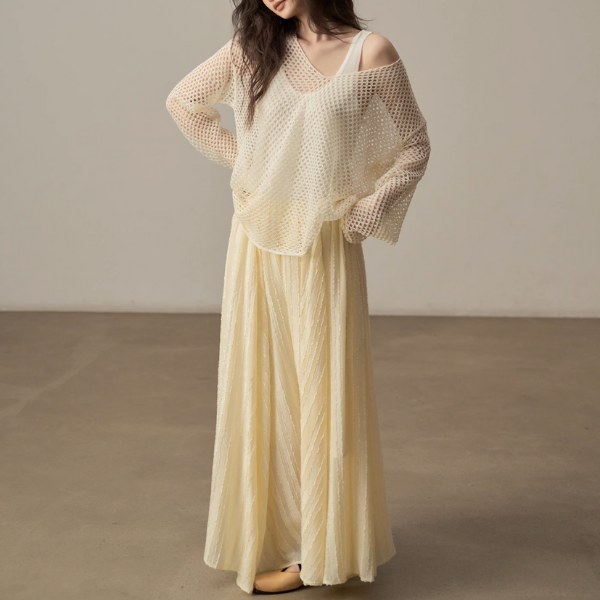 【4color】メッシュオーバーサイズニットトップ《Z00998》