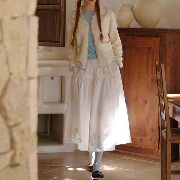 ポニーパッチ刺繍フレアスカート《Z00824》