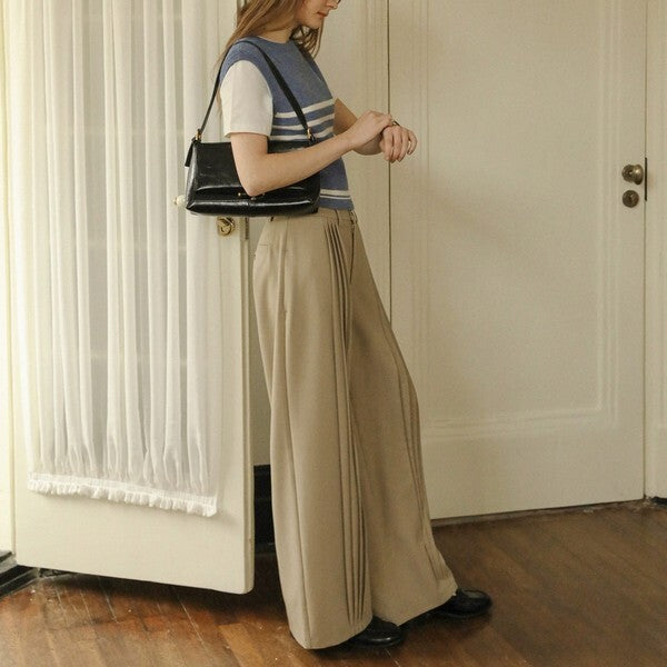 プリーツ入りストレートルーズパンツ Z00382