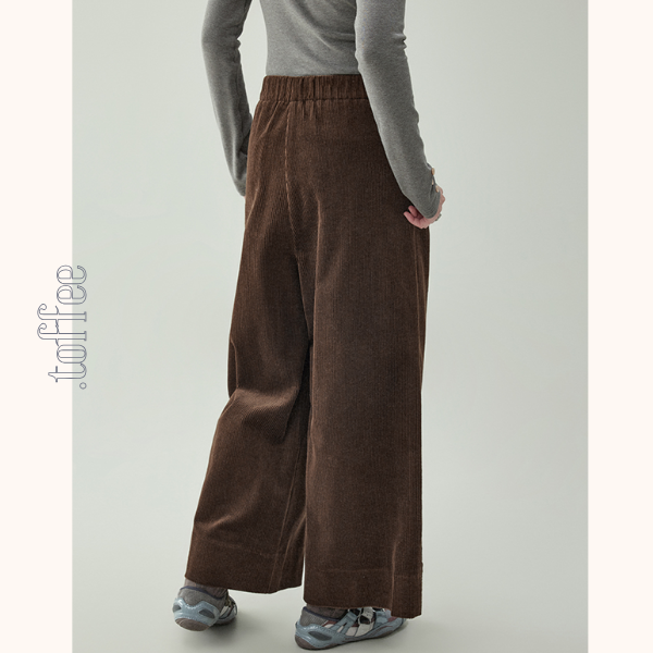 【2color】コーデュロイハイウエストワイドパンツ　《Z00734》