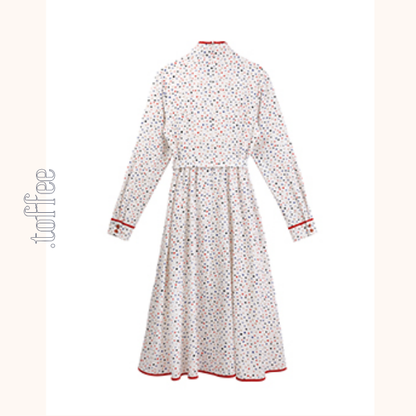 リボンタイ付きカラフルドットシャツワンピース　《Z00750》